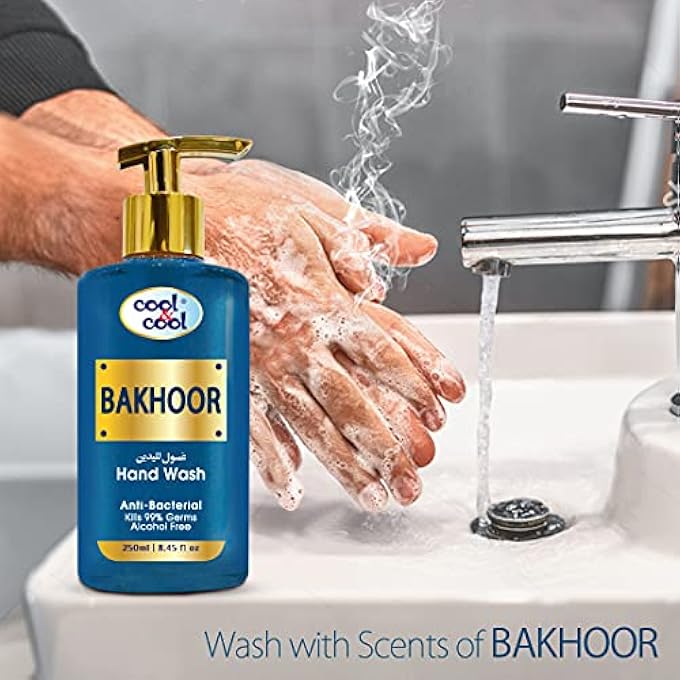 Cool & Cool ARABIC SERIES BAKHOOR HAND WASH -250ML - ANTIBACTERIAL, ALCOHOL-FREE, MOISTURIZING WITH VITAMIN E, 99% GERM-KILLING FORMULA - Image 4